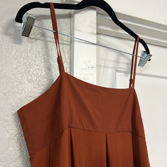 BURNT ORANGE- BROWN WHO WHAT WEAR SPAGHETTI STRAP MIDI DRESS SMALL - Picture 4 of 16